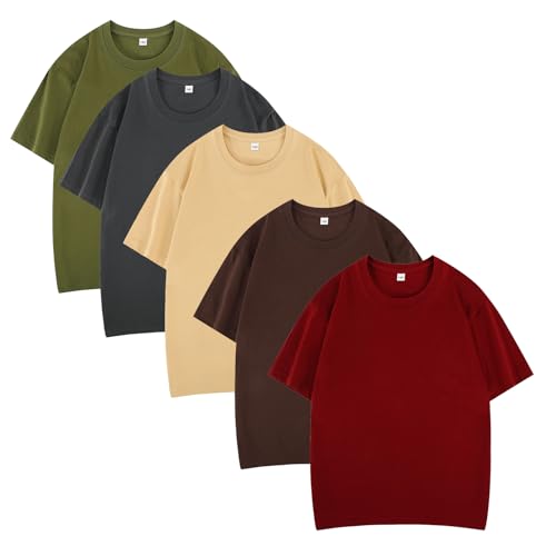 Valcatch 5er-Pack Kurzarm-T-Shirt Jungen Mädchen Weiches Baumwoll-T-Shirt Kinder Basic Plain T-Shirt Sommer Casual Outfits Rundhalsausschnitt Sportliches T-Shirt Sport Activewear von Valcatch