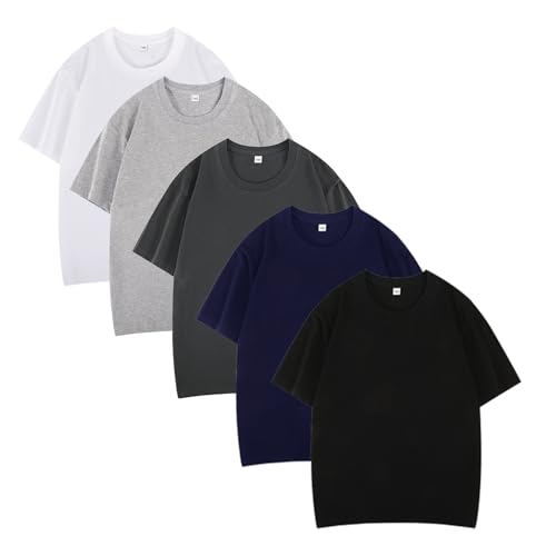 Valcatch 5er-Pack Kurzarm-T-Shirt Jungen Mädchen Weiches Baumwoll-T-Shirt Kinder Basic Plain T-Shirt Sommer Casual Outfits Rundhalsausschnitt Sportliches T-Shirt Sport Activewear von Valcatch