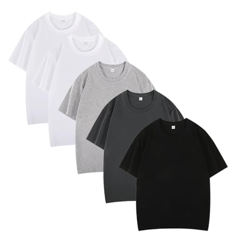 Valcatch 5er-Pack Kurzarm-T-Shirt Jungen Mädchen Weiches Baumwoll-T-Shirt Kinder Basic Plain T-Shirt Sommer Casual Outfits Rundhalsausschnitt Sportliches T-Shirt Sport Activewear von Valcatch