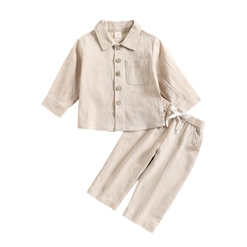Valcatch Baby Kinder Junge Baumwolle Leinen Hosen Set Kleinkind Langarm Knopf Hemd Tops Hosen Frühling Sommer Outfit Kleidung Valcatch Baby Kinder Junge Baumwolle Leinen Hosen Set Kleinkind Langarm Knopf Hemd Tops Hosen Frühling Sommer Outfit Kleidung von Valcatch