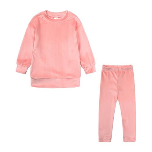 Valcatch Baby Kinder Mädchen Samt Trainingsanzug 2 Stück Outfit Velours Jogger Hosen Set Kleinkind Plüsch Sweatshirt und Jogginghose Langarm Pullover T-Shirt Fleece Tops und Jogginghose Herbst von Valcatch