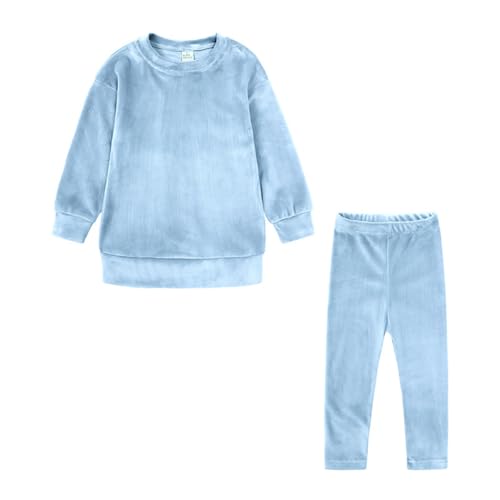 Valcatch Baby Kinder Mädchen Samt Trainingsanzug 2 Stück Outfit Velours Jogger Hosen Set Kleinkind Plüsch Sweatshirt und Jogginghose Langarm Pullover T-Shirt Fleece Tops und Jogginghose Herbst von Valcatch