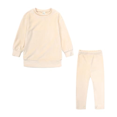 Valcatch Baby Kinder Mädchen Samt Trainingsanzug 2 Stück Outfit Velours Jogger Hosen Set Kleinkind Plüsch Sweatshirt und Jogginghose Langarm Pullover T-Shirt Fleece Tops und Jogginghose Herbst von Valcatch