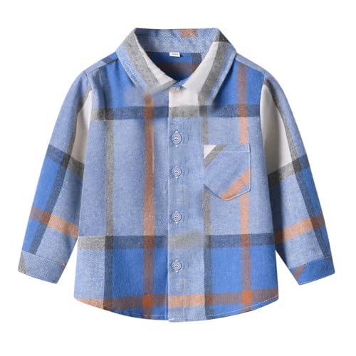 Valcatch Baby Kleinkind Kinder Jungen Button-Down-Hemden Langarm Casual Kariertes Flanellhemd Revers Tasche Top Regular Fit Casual Frühling Herbst Kleidung von Valcatch