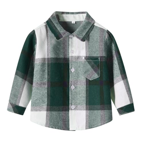 Valcatch Baby Kleinkind Kinder Jungen Button-Down-Hemden Langarm Casual Kariertes Flanellhemd Revers Tasche Top Regular Fit Casual Frühling Herbst Kleidung von Valcatch