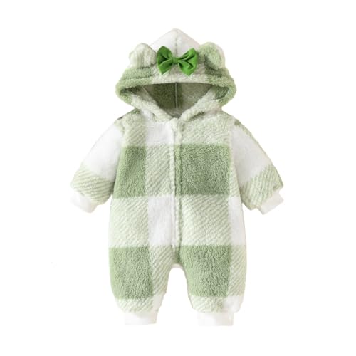 Valcatch Baby Mädchen Winter Schneeanzüge Säugling Fleece Bär Ohr Hoody Farbblock Reißverschluss Onesie Kind Winter Aufwärmen Kleidung für 0-18M von Valcatch