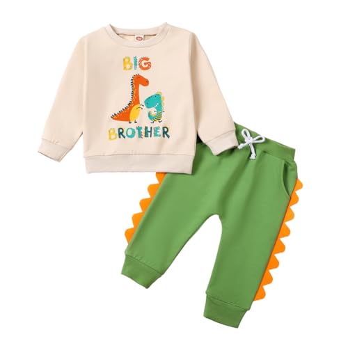 Valcatch Big Brother Kleiner Bruder Passendes Outfit Dinosaurier Langärmeliges Sweatshirt Elastische Taille Hose Baby Junge Strampler Hoodies Herbst Winter Kleidung Set von Valcatch