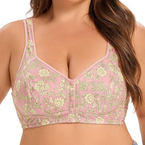 Valcatch Damen ohne Bügel BH mit Frontverschluss Push Up Seamless Comfort Senior Wireless Snap Closing Bralettes für Frauen Everyday Basic Print BHS Support Regular und Plus Size von Valcatch