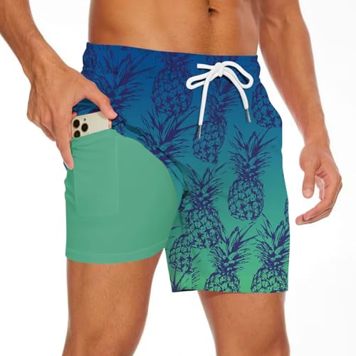 Valcatch Herren 2 IN 1 Badehose mit Kompressionsfutter Quick Dry Board Shorts 7" Stretch Badeshorts Bademode Badeanzüge Strandbekleidung von Valcatch