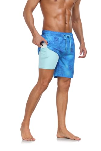 Valcatch Herren 7" Badehose Badeshorts mit Kompressionsfutter Schnell trocknende Strandshorts Dehnbare 2 in 1 Boardshorts Sommer Badeanzug Leichte Badeanzüge von Valcatch