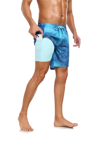 Valcatch Herren 7" Badehose Badeshorts mit Kompressionsfutter Schnell trocknende Strandshorts Dehnbare 2 in 1 Boardshorts Sommer Badeanzug Leichte Badeanzüge von Valcatch