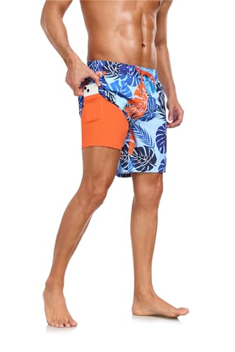 Valcatch Herren 7" Badehose Badeshorts mit Kompressionsfutter Schnell trocknende Strandshorts Dehnbare 2 in 1 Boardshorts Sommer Badeanzug Leichte Badeanzüge von Valcatch