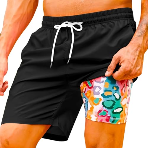 Valcatch Herren Mesh Futter Strandshorts Badehose Schnell trocknende Badeshorts Bademode Bademode mit Kompression Wäsche für Männer Badeanzug Board Shorts mit und verstellbarem Kordelzug von Valcatch