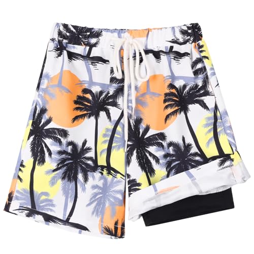 Valcatch Jungen Badehose 7" Quick Dry 2 in 1 Badeshorts mit Kompressionsfutter Sommer Beach Board Shorts UPF 50+ Sonnenschutz Badeanzug mit Boxershorts Badebekleidung von Valcatch