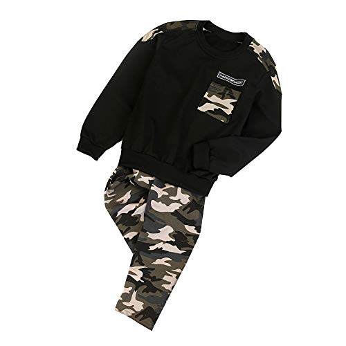 Valcatch Jungen Camo Outfits Bedruckt Langarm Rundhalsausschnitt Sweatshirt und Hosen Set Camouflage Herbst Jogginganzüge 1-12 Jahre von Valcatch