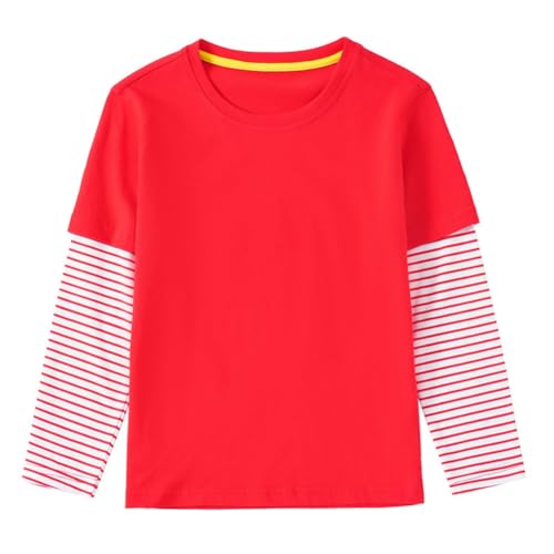 Valcatch Jungen Langarm-T-Shirt Casual Baumwolle Pullover Hemd Kontrastfarbe Basic T-Shirt Tops Leichtes Unterhemd 1-10 Jahre von Valcatch