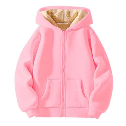 Valcatch Jungen Mädchen Fleece Hoodie Jacke, Unisex Kinder solide Full-Zip Sherpas gefüttert Sweatshirt, weiche warme lange Ärmel mit Reißverschluss Mantel für Kinder, dicke Winter Oberbekleidung läss von Valcatch