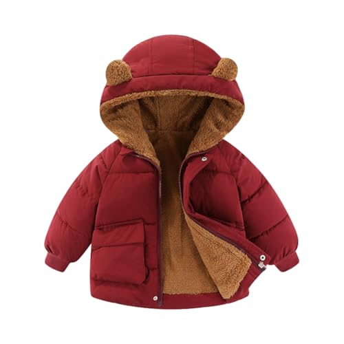 Valcatch Jungen Winter Outwear Jacken Kleine Jungen Kapuze Fleece Reißverschluss nach Oben Winddicht Bär Ohr Daunenmantel Kinder Warme Kleidung für 1-8T von Valcatch