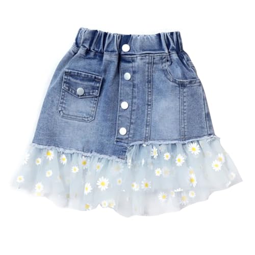 Valcatch Kids Mädchen Denim-Röcke Lässiger Minirock mit hoher Taille und floralem Rüschensaum Ausgestellter Tutu-Rock Blaue Jeansröcke Valcatch Kids Mädchen Denim-Röcke Lässiger Minirock mit hoher Taille und floralem Rüschensaum Ausgestellter Tutu-Rock Blaue Jeansröcke von Valcatch