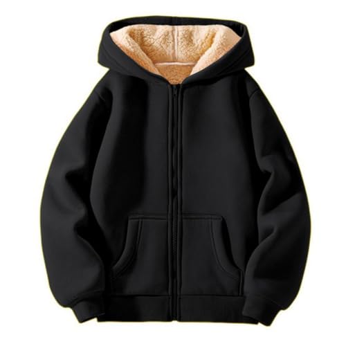 Valcatch Kinder Fleece Gefütterte Jacke Jungen Mädchen Einfarbig Verdicken Fleece Gefütterte Hoodies Reißverschluss Warm Kapuzen-Wintermantel Kinder Casual Fashion Sweatshirt 3-13 Jahre von Valcatch