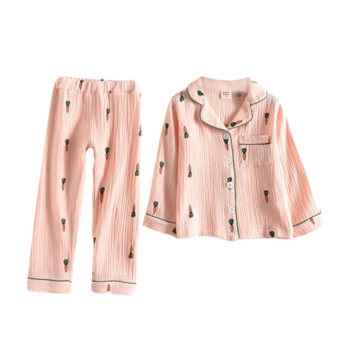 Valcatch Kinder Kleinkind Mädchen Pyjama Sets Langarm Button-Down Shirt Pyjamas Tops und Hosen 2 Stück Baumwolle Nachtwäsche für 2-8T von Valcatch