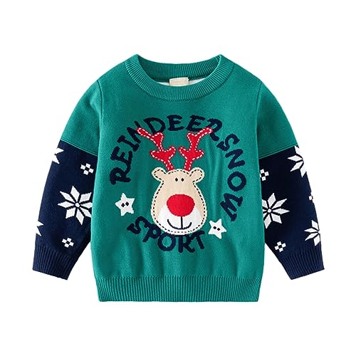 Valcatch Kinder Weihnachten Pullover Cartoon Lustige Winter Pullover Strick Tops Hässliche Weihnachten Outfits Warme Kleidung für kleine Jungen Mädchen 1-7Y von Valcatch