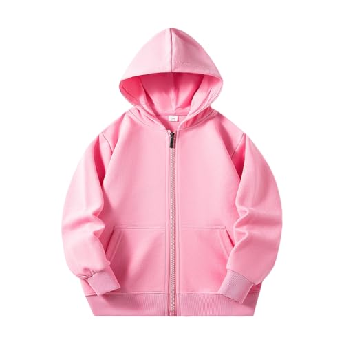 Valcatch Kleine Mädchen Hoodies Sweatshirts Kinder Einfarbig Rundhalsausschnitt Voller Reißverschluss Vorne Basic Dünne Weiche Laufoberteile Kleinkind Mädchen Herbst Kleidung für 2-8T von Valcatch