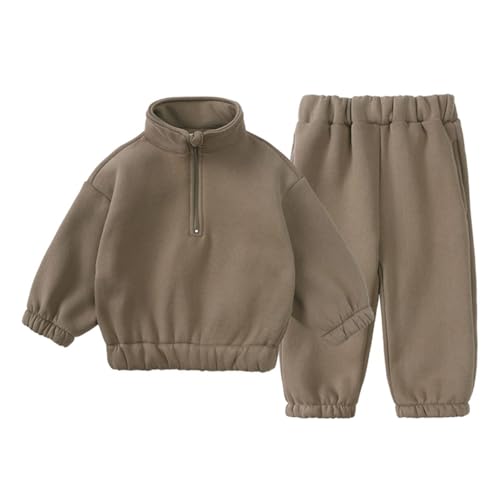 Valcatch Kleinkind Baby Junge Mädchen Herbst Winter Kleidung 2Pcs Trainingsanzug Langarm Pullover Sweatshirt mit halbem Reißverschluss und Hose Fleece gefütterte Oberteile Jogginghose Activewear von Valcatch