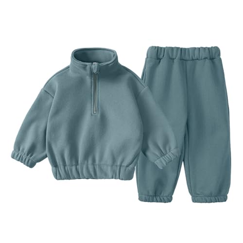 Valcatch Kleinkind Baby Junge Mädchen Herbst Winter Kleidung 2Pcs Trainingsanzug Langarm Pullover Sweatshirt mit halbem Reißverschluss und Hose Fleece gefütterte Oberteile Jogginghose Activewear von Valcatch