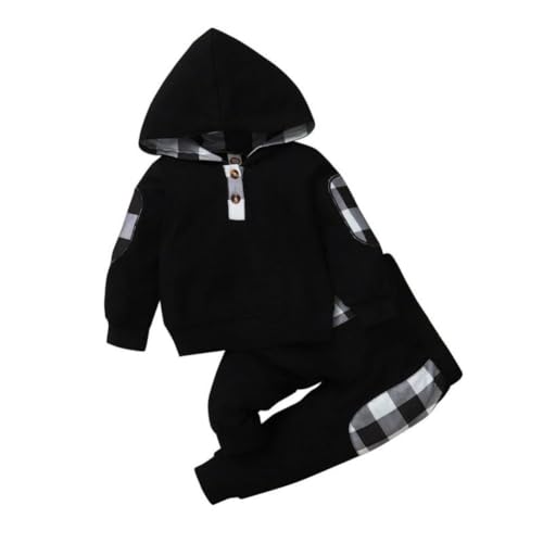 Valcatch Kleinkind Baby Junge Trainingsanzug Kleidung Langarm Hoodie Sweatshirt und Jogginghose Herbst Winter Kleidung Set Säugling Neugeborener Junge 2 Stück Outfit Alter für 0-3T von Valcatch