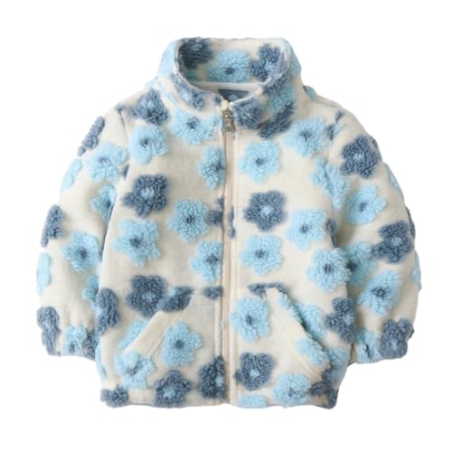 Valcatch Kleinkind Baby Mädchen Fleece Jacke Bedruckt Blumen Reißverschluss Flauschiger Mantel Winter Warm Oberbekleidung 1-5 Jahre von Valcatch