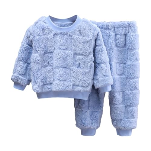 Valcatch Kleinkind Baby Mädchen Fleece Pyjamas Set Langarm Fleece Hemden Oberteil + Unterteile 2 Stück Flauschige PJS Set Loungewear Nachtwäsche Outfits für Unisex Kind von Valcatch