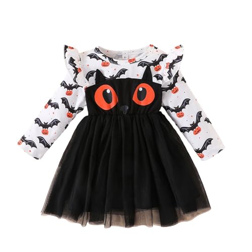 Valcatch Kleinkind Baby Mädchen Halloween Kleid Kinder Langarm Gedruckt Halloween Kürbis Party Kleider Kleine Mädchen Prinzessin Tutu Röcke für 12M-5T von Valcatch