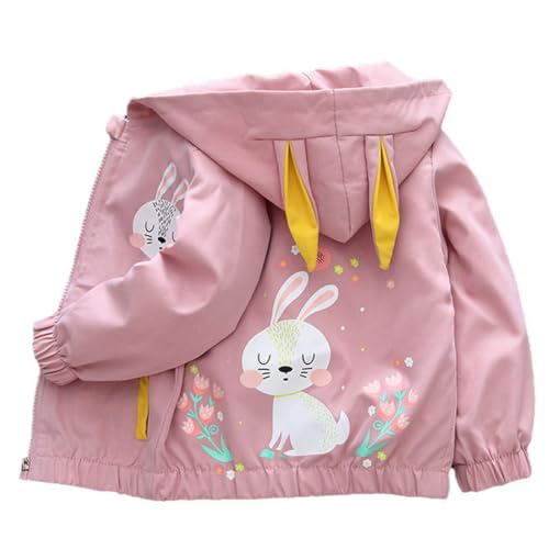 Valcatch Kleinkind Baby Mädchen Leichte Jacken Cartoon Hase Ohr Print Hoodie Sweatshirt Frühling Herbst Reißverschluss Windjacke 1-7 Jahre von Valcatch