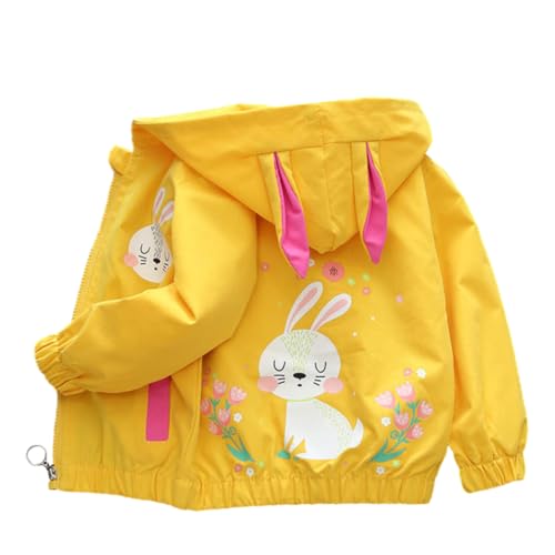 Valcatch Kleinkind Baby Mädchen Leichte Jacken Cartoon Hase Ohr Print Hoodie Sweatshirt Frühling Herbst Reißverschluss Windjacke 1-7 Jahre von Valcatch