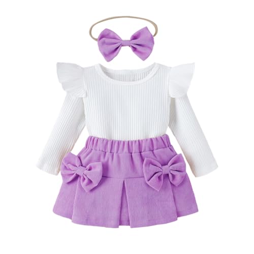 Valcatch Kleinkind Baby Mädchen Rock Sets Langarm Top und Miniröcke mit Gürtel oder Stirnband Herbst Outfits 3M-6 Jahre von Valcatch