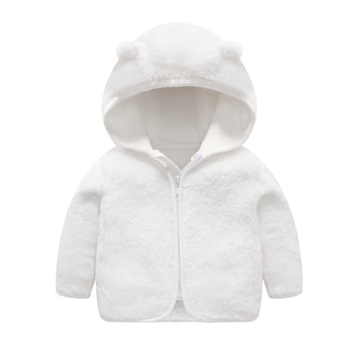 Valcatch Kleinkind Junge Mädchen Fleece Kapuzenjacke Einfarbig Reißverschluss Mantel mit Bärenohr Kapuze Winter Warme süße Oberbekleidung für Unisex Kinder 2-6J von Valcatch