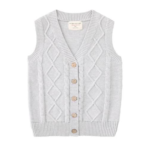 Valcatch Kleinkind Jungen Mädchen Pullover Weste Knopf Strickjacke Weste V-Ausschnitt Sleveeless Weste Weste für Kinder Schuluniform von Valcatch