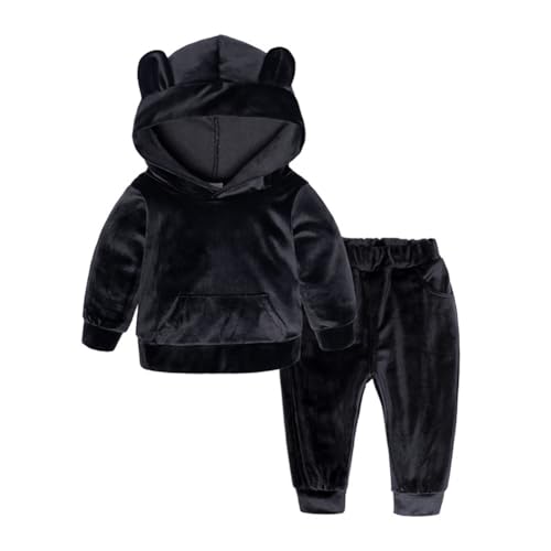 Valcatch Kleinkind Jungen Mädchen Samt Kleidung Sets Hoodies Langarm Sport Outfits Elastische Taille Jogginghose Set 2Pcs Hosen Sets von Valcatch