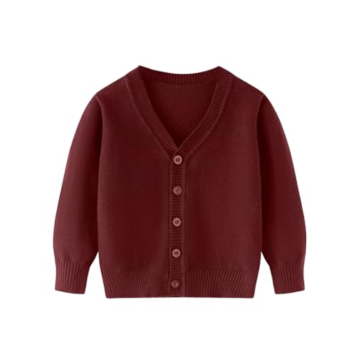 Valcatch Kleinkind Jungen Mädchen V-Ausschnitt Strickjacke Pullover Basic Einfarbig Knopf Gestrickt Schule Uniform Tops Herbst Winter Outwear von Valcatch