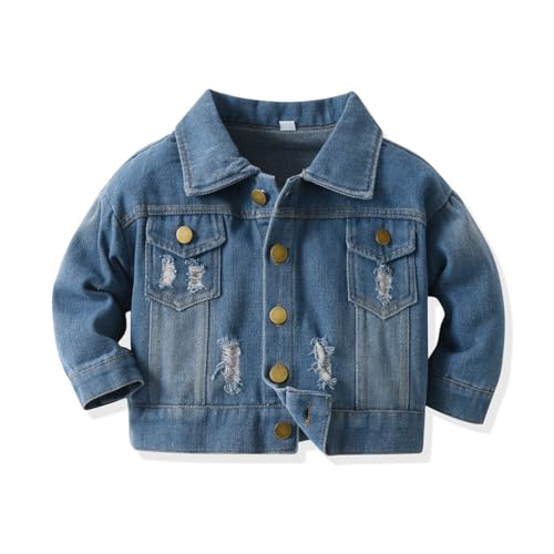 Valcatch Kleinkind Kleine Jungen Mädchen Jeansjacke Button-Down-Jeans mit Rissen Jacke Top Coat Casual Outwear Frühling Herbst Mantel Alter 6 Monate-10 Jahre von Valcatch