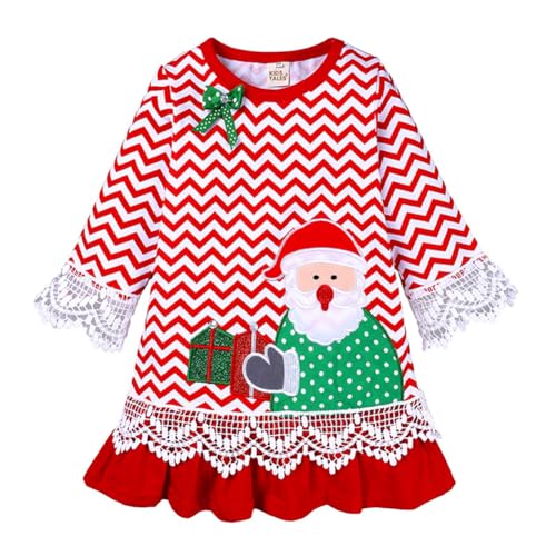 Valcatch Kleinkind Mädchen T-Shirt Kleid Weihnachtsmann Weihnachten bedrucktes T-Shirt Casual Langarm Kleid Baby Mädchen Weihnachten Outfits 9M-5Jahre von Valcatch