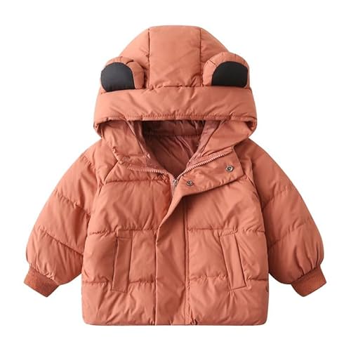 Valcatch Kleinkind Winterjacken mit Kapuze, Jungen Mädchen Warmer Mantel Winddicht Dicke Outwear Kleidung, Unisex Kinder Baumwolle Pufferjacke niedliche Bärenohren für 2 3 4 5 6 7 8 Jahre von Valcatch