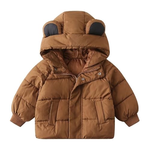 Valcatch Kleinkind Winterjacken mit Kapuze, Jungen Mädchen Warmer Mantel Winddicht Dicke Outwear Kleidung, Unisex Kinder Baumwolle Pufferjacke niedliche Bärenohren für 2 3 4 5 6 7 8 Jahre von Valcatch