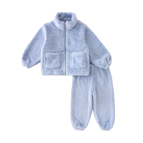 Valcatch Kleinkinder Fleece Tarcksuit Set Winter Warm Sweatsuit Outfit Full Zip Langarm Sweatshirt Tops und Hosen Set 2 Stück Herbst Winter Kleidung Set Einfarbig Outwear für 3-12 Jahre von Valcatch