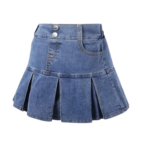 Valcatch Mädchen Jeansrock Elastischer Bund Plissee-Jeans Röcke mit Eingrifftaschen Rüschensaum Miniröcke Lässige Skorts Valcatch Mädchen Jeansrock Elastischer Bund Plissee-Jeans Röcke mit Eingrifftaschen Rüschensaum Miniröcke Lässige Skorts von Valcatch