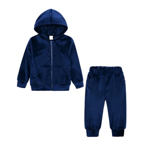 Valcatch Mädchen Samt Trainingsanzüge Outfits 2 Stück Bekleidungsset Kinder Kleinkind Hoodie Jogger Jogginghose Sport Activewear Kinder Kapuzensweatshirt Trainingsjacke und Jogginghose von Valcatch