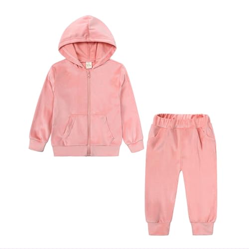 Valcatch Mädchen Samt Trainingsanzüge Outfits 2 Stück Bekleidungsset Kinder Kleinkind Hoodie Jogger Jogginghose Sport Activewear Kinder Kapuzensweatshirt Trainingsjacke und Jogginghose von Valcatch