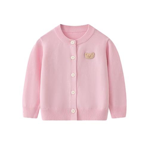 Valcatch Mädchen Strickjacke Pullover, Lange Ärmel Kinder Knopf Baumwolle Schule Uniform Stricken solide Tops, Kinder Crewneck lässig gestrickt Oberbekleidung für kleine Mädchen 3 4 5 6 7 Jahre von Valcatch