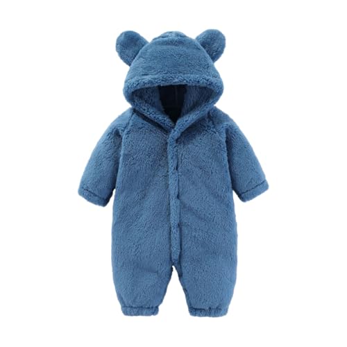 Valcatch Neugeborenes Baby Junge Mädchen Fleece Kapuze Overall Winter Warm Bär Ohr Onesie Outfit Anzug für Unisex Säugling 3-12M von Valcatch